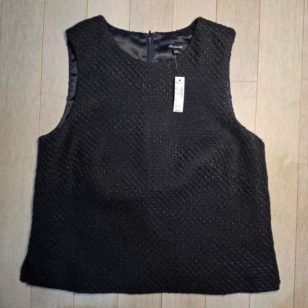 Madewell Black Boucle Sleeveless Top Textured Crew Neck NY404 Womens 4 NWT